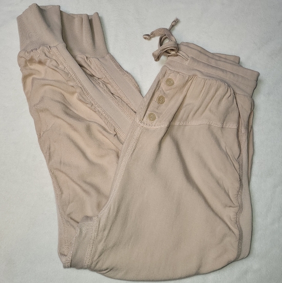 Free People Movement Harem Style Joggers Women's Size Small Tan Shirred - Picture 1 of 8